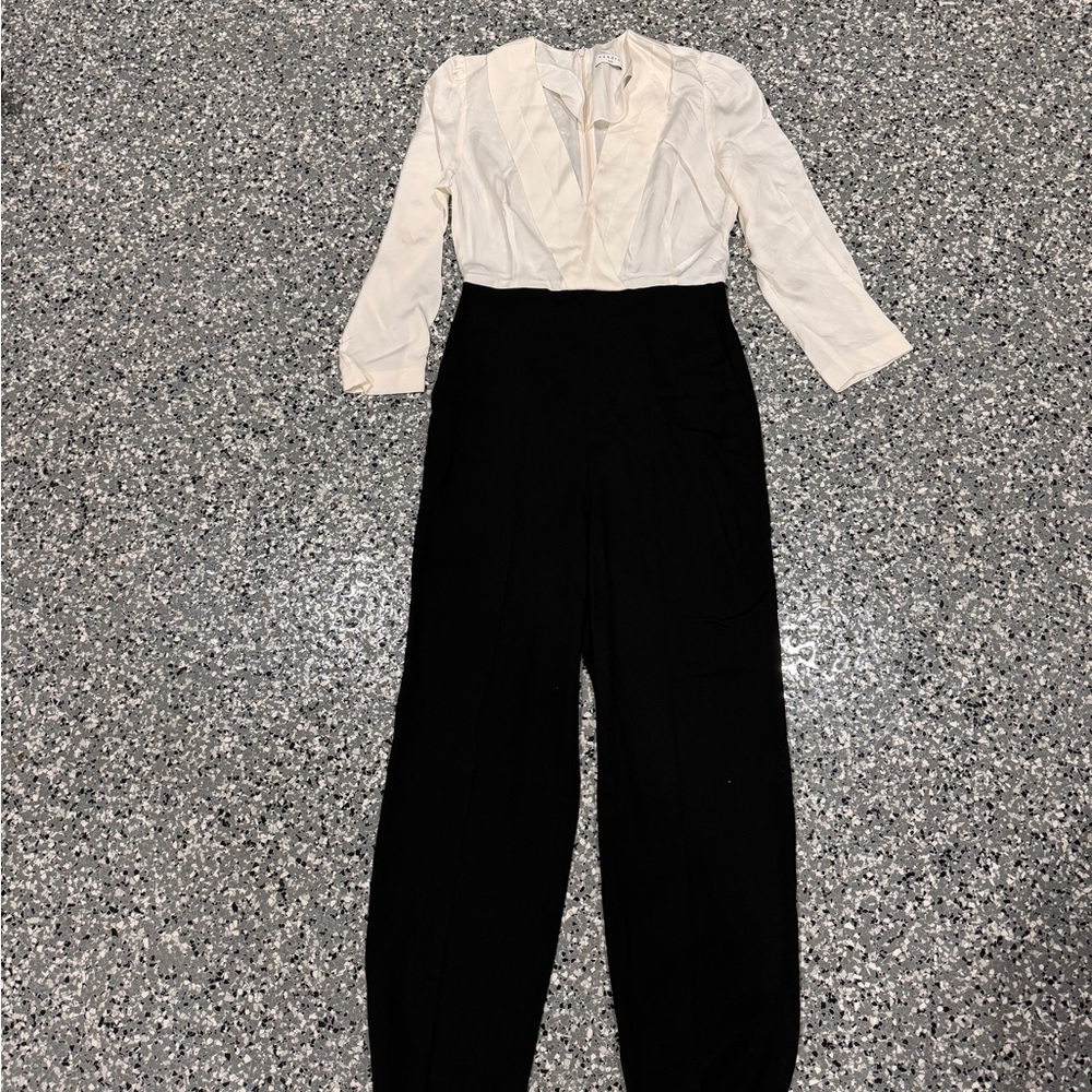 Sandro elegant jumpsuit one piece black and white shirt and trousers size 1 - Picture 2 of 3